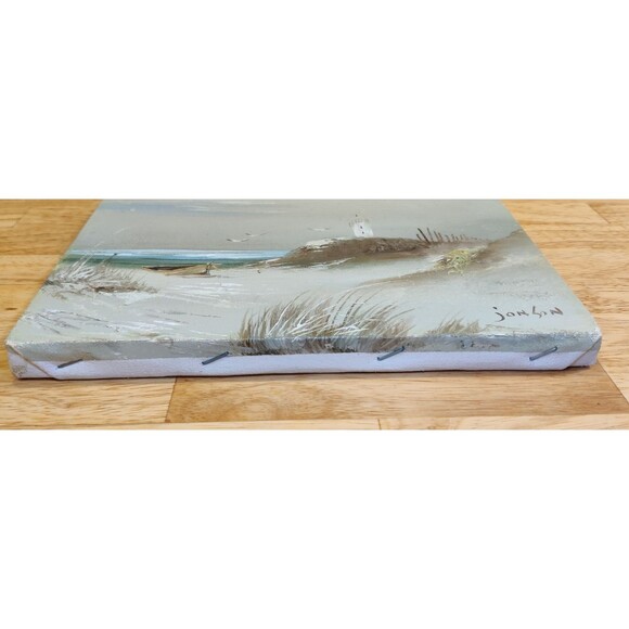 Painting "8x10" Beach, Seagull, Boat and Lighthouse Scene On Canvas-Jonson - Picture 3 of 7